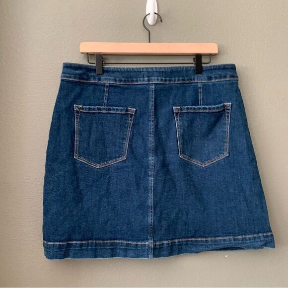 LOFT mini Denim Button Down Stretch Jean Skirt - Picture 5 of 11